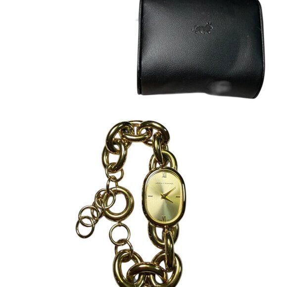 Larsson & Jennings Gold Tone Chain Bracelet Watch NIB 8\